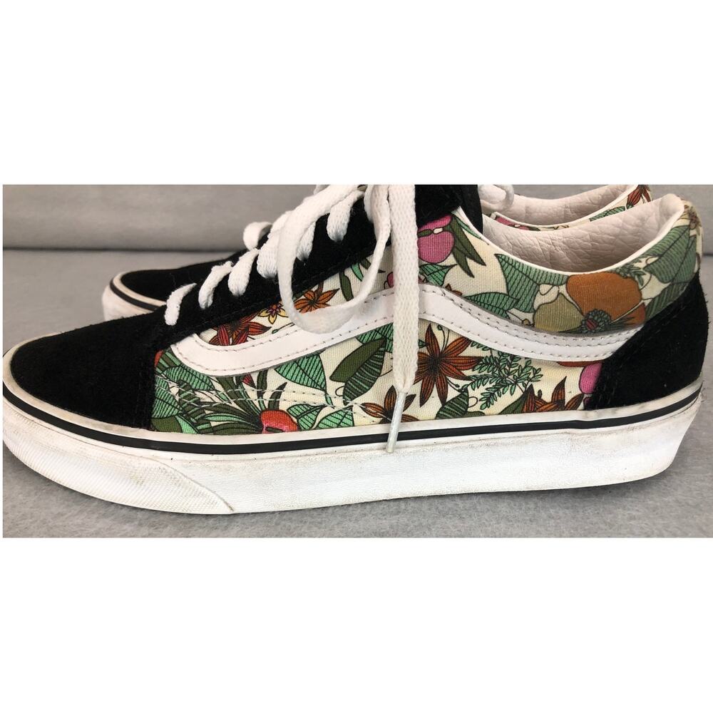 Vans Tropical Floral Canvas Suede Sneakers Womens Sz 8.5 Classic Old Skool - Picture 4 of 12